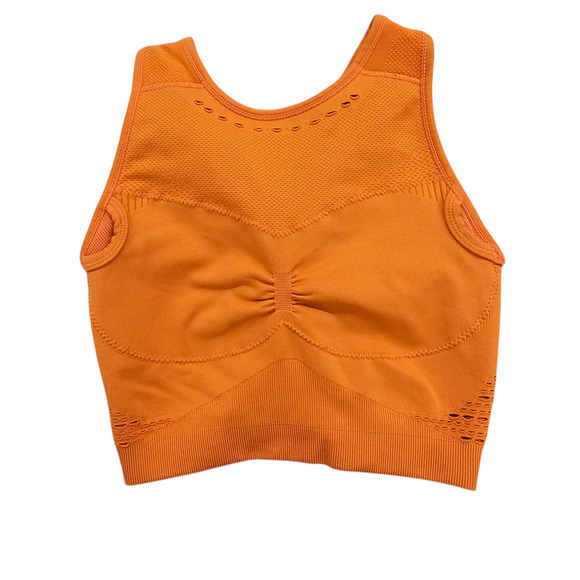 Gymshark Sports Bra Womens XS Orange Flawless Knit Eyelet Ruched Racerback - Picture 4 of 9